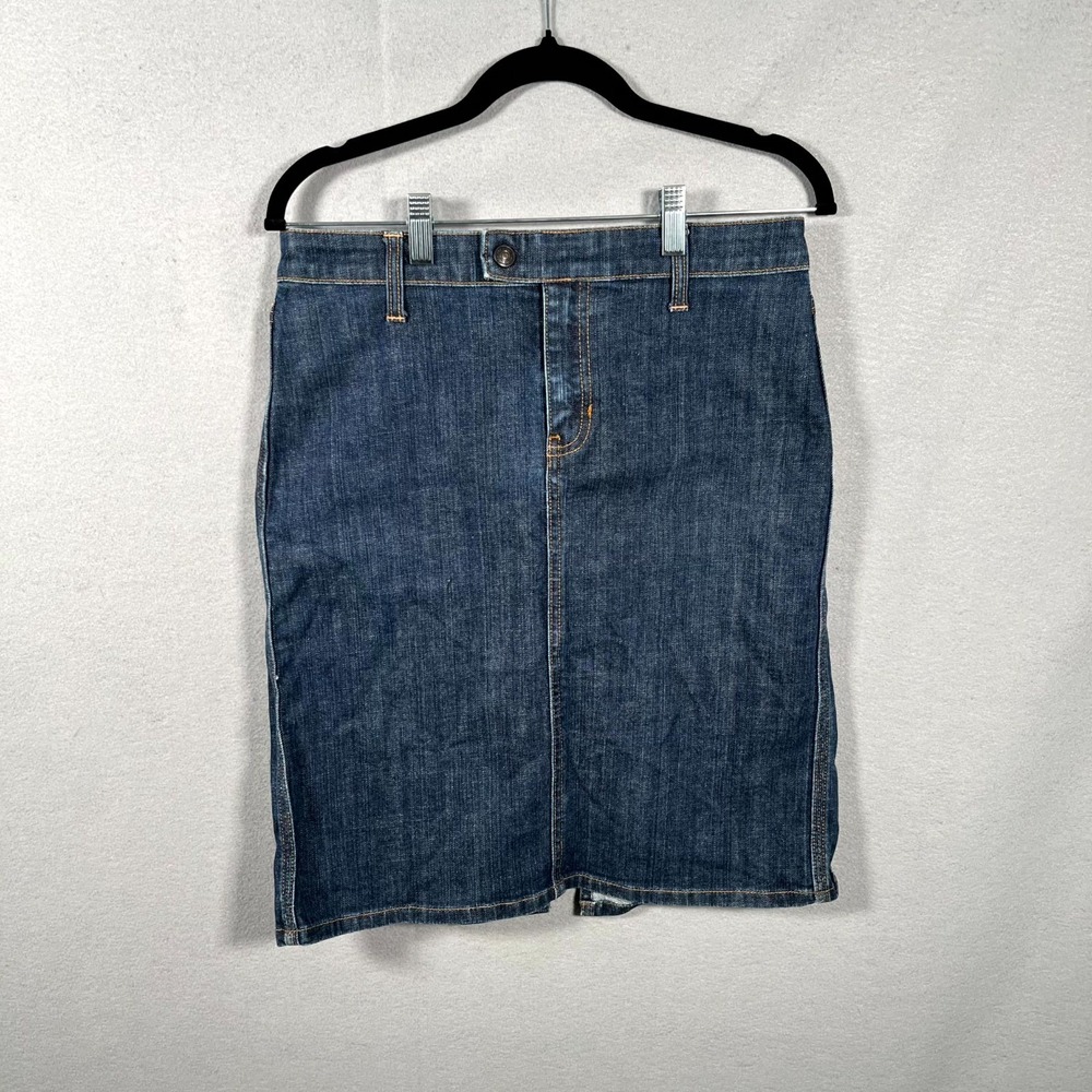 Gap Jeans Straight & Pencil Skirt Womens‎ 32 Blue Denim Back Slit Medium Wash
